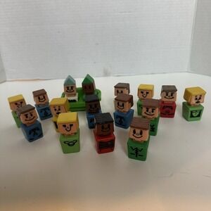 Playskool Vintage 1970's LOT of 17 Block Square‎ Little People